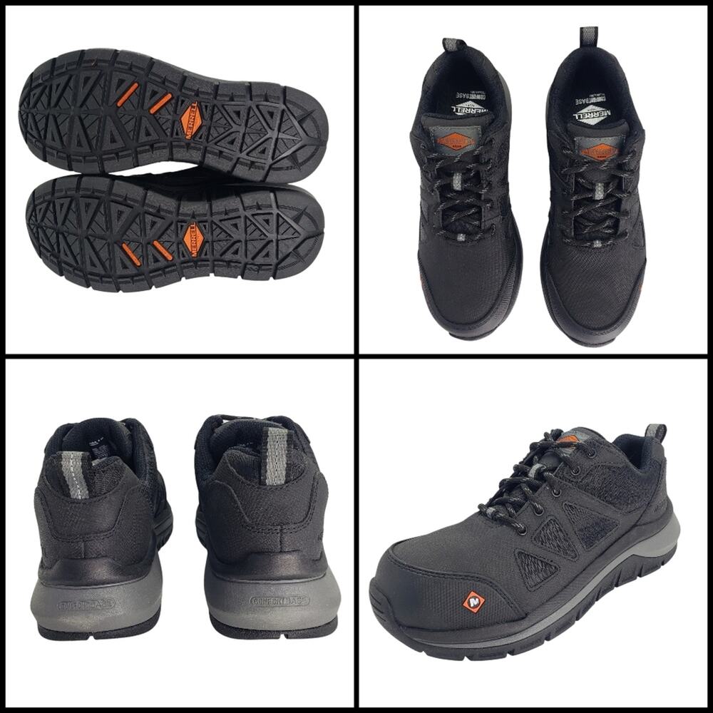 Merrell Fullbench Speed CF Carbon Toe Black Work Shoes Sz 5